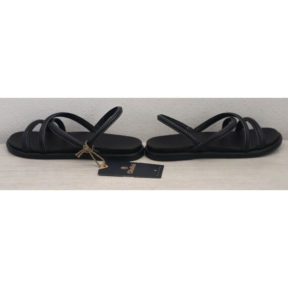 OluKai 20515-4040 Women's Sz 8W Black Leather Tiare Strappy Slip-On Sandals - Picture 12 of 16